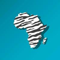 vector illustratie kaart met silhouet van continent Afrika met zwart en wit dier zebra afdrukken. blauw achtergrond