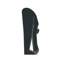 vector geïsoleerd illustratie met vlak zwart silhouet van vrouw karakter. sportief vrouw leert yoga houding padangusthasana. geschiktheid oefening - groot teen houding. minimalistisch ontwerp