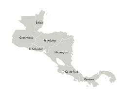 vector illustratie met vereenvoudigd kaart van centraal Amerika regio. grijs silhouetten, wit schets van staten' grenzen.