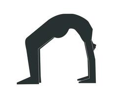 vector illustratie met zwart silhouet van vrouw karakter. sportief vrouw leert yoga houding urdhva dhanurasana. geschiktheid oefening - wiel houding of naar boven geconfronteerd boog houding. minimalistisch ontwerp