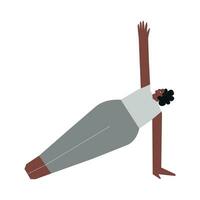 vector geïsoleerd concept met vlak vrouw karakter. sterk Afrikaanse Amerikaans vrouw leert arm balans houding vasisthasana Bij yoga klas. kant plank houding