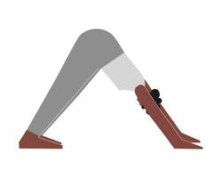 vector geïsoleerd illustratie met vlak lichaam positief karakter. sportief Afrikaanse Amerikaans vrouw leert houding adho mukha svanasana Bij yoga klas. geschiktheid oefening - neerwaartse geconfronteerd hond