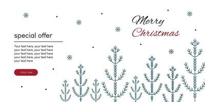 Kerstmis web ontwerp sjabloon met sneeuwvlokken, takken en Kerstmis bomen vector