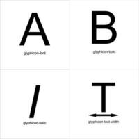 glyphicon lettertype, vetgedrukt, cursief icoon ontwerp vector