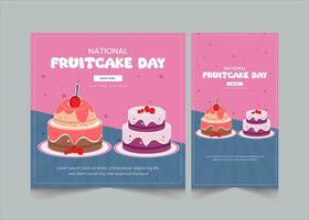 reeks van nationaal fruitcake dag maand groeten en uitnodiging, sociaal media post en verhalen sjabloon voor fruitcake dag, vector illustratie eps 10