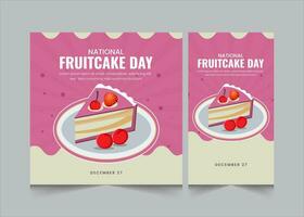 reeks van nationaal fruitcake dag maand groeten en uitnodiging, sociaal media post en verhalen sjabloon voor fruitcake dag, vector illustratie eps 10