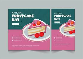 reeks van nationaal fruitcake dag maand groeten en uitnodiging, sociaal media post en verhalen sjabloon voor fruitcake dag, vector illustratie eps 10