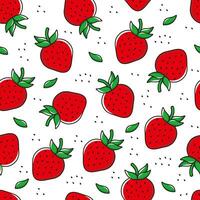 naadloos vers rood aardbei fruit patroon ontwerp vector