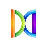 kleurrijk brief dubbele d icoon logo ontwerp vector