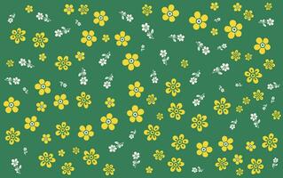 een groen achtergrond met geel bloemen vector