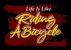 leven is Leuk vinden rijden een fiets, kort zinnen motiverende hand- getrokken ontwerp vector