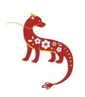 Chinese draak. Chinese maan- nieuw jaar dier met bloemen ornamenten. vector vlak illustratie.