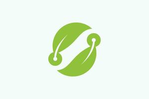 groen tech logo ontwerp met technologie concept vector