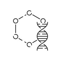 genetisch bouwkunde vector lijn icoon. genetica laboratorium Onderzoek, biochemie experiment. pictogram concept. schets symbool. gemakkelijk vector materiaal ontwerp van web grafiek.