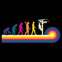 retro stijl evolutie van lijnwachter elektricien geschenk t-shirt vector