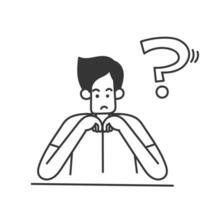 hand- getrokken tekening persoon twijfels met vraag Mark symbool illustratie vector