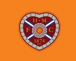 hart van midlothian fc club logo symbool Schotland liga Amerikaans voetbal abstract ontwerp vector illustratie met oranje achtergrond