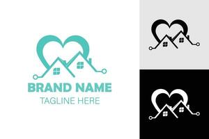 huis met liefde teken logo vector illustratie.