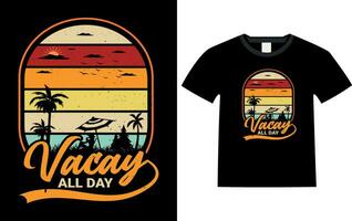 vacay allemaal dag t overhemd ontwerp, wandelen wijnoogst t shirt, hiking, typografie t overhemd vector