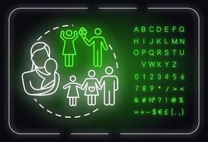 familie neonlicht concept icoon vector