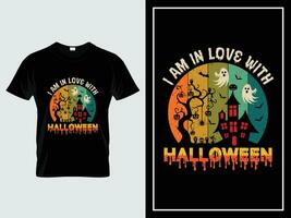 halloween t overhemd ontwerp illustratie vector ik ben in liefde met halloween