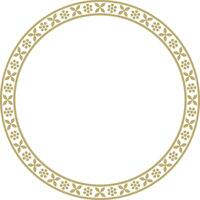 vector ronde gouden Indisch nationaal ornament. etnisch fabriek cirkel, grens. kader, bloem ring. klaprozen en bladeren