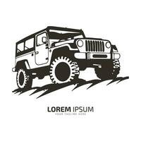 minimaal en abstract logo van jeep icoon uit weg vector auto silhouet geïsoleerd ontwerp berg jeep