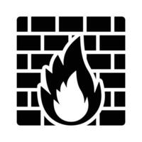 bakstenen muur brand vlam. symbool van antivirusprogramma. teken van netwerk virus aanval bescherming en verdediging systeem vector