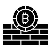 cryptogeld munt met muur, concept icoon van bitcoin muur vector