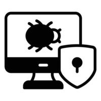 kever binnen toezicht houden op met bescherming schild en sleutelgat, concept icoon ov virus bescherming vector