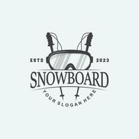 ski sport logo, winter sneeuw sport- ontwerp retro wijnoogst vector illustratie