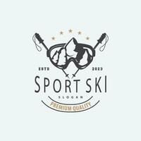 ski sport logo, winter sneeuw sport- ontwerp retro wijnoogst vector illustratie