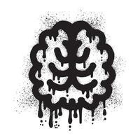 hersenen graffiti met zwart verstuiven verf vector