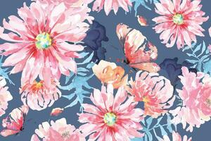 bloem en vlinder naadloos patroon met aquarel.ontworpen voor kleding stof en behang, wijnoogst stijl.bloeiend bloemen schilderij voor zomer.bloem achtergrond.plantkunde achtergrond. vector