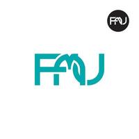 brief fmu monogram logo ontwerp vector