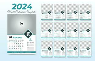 2024 nieuw jaar kalender sjabloon vector