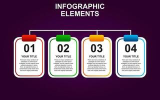 ontwerp infographic elementen 4 stappen opties voor presentaties, affiches, lay-outs, diagrammen en banners met vol kleur. vector