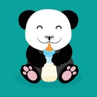 schattig baby panda Holding een melk fles in een vector clip art