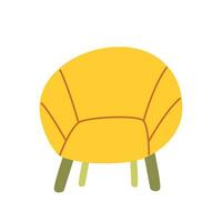 knus geel fauteuil Aan een geïsoleerd wit achtergrond. vector illustratie van een huis stoel voor de interieur. modern meubilair element