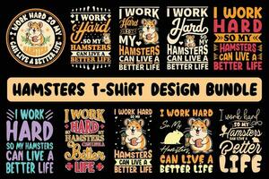 hamster t-shirt ontwerp bundel, typografie t overhemd ontwerp bundel, schattig hamster t-shirt bundel, grappig hamster tee, hamster minnaar shirt, hamster grafisch tee. vector