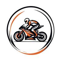 weg motorfiets met rijder, motor sport logo vector