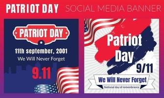 patriot day 9.11 herdenkingsillustratie met usa vlag, tekst 911 vector