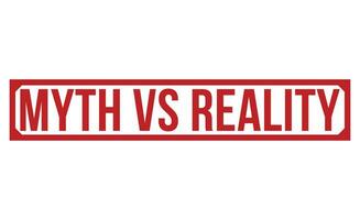 mythe vs realiteit rood rubber postzegel vector ontwerp.