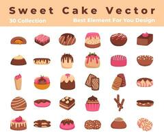 verzameling zoet taart vlak kleur vector