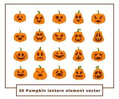 verzameling halloween jack-o-lantern vector vlak kleur