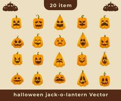 verzameling halloween jack-o-lantern vector vlak kleur