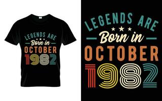 41ste verjaardag legends zijn geboren in oktober 1982 gelukkig verjaardag geschenk t-shirt vector