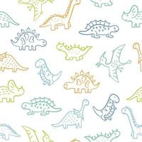 schattige doodle dinosaurussen. dino kleurrijke naadloze patroon. vector