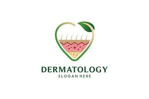 dermatologie logo ontwerp met concept van zacht huid in creatief liefde vector