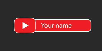 youtube kanaal naam lager derde. rood uitzending banier voor video Aan zwart achtergrond. vector illustratie